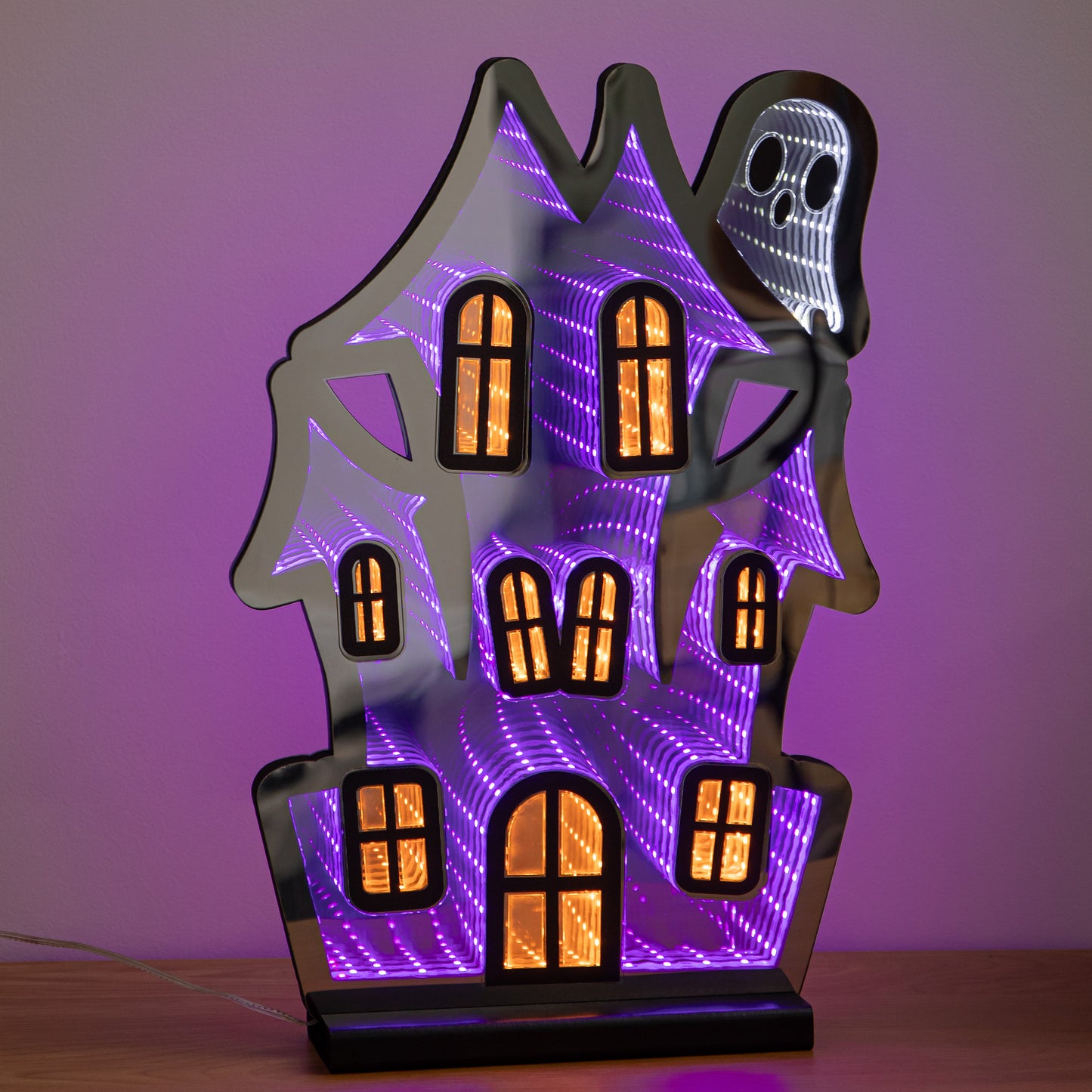 39cm Light up Halloween Haunted House Infinity Light Decoration with LEDs
