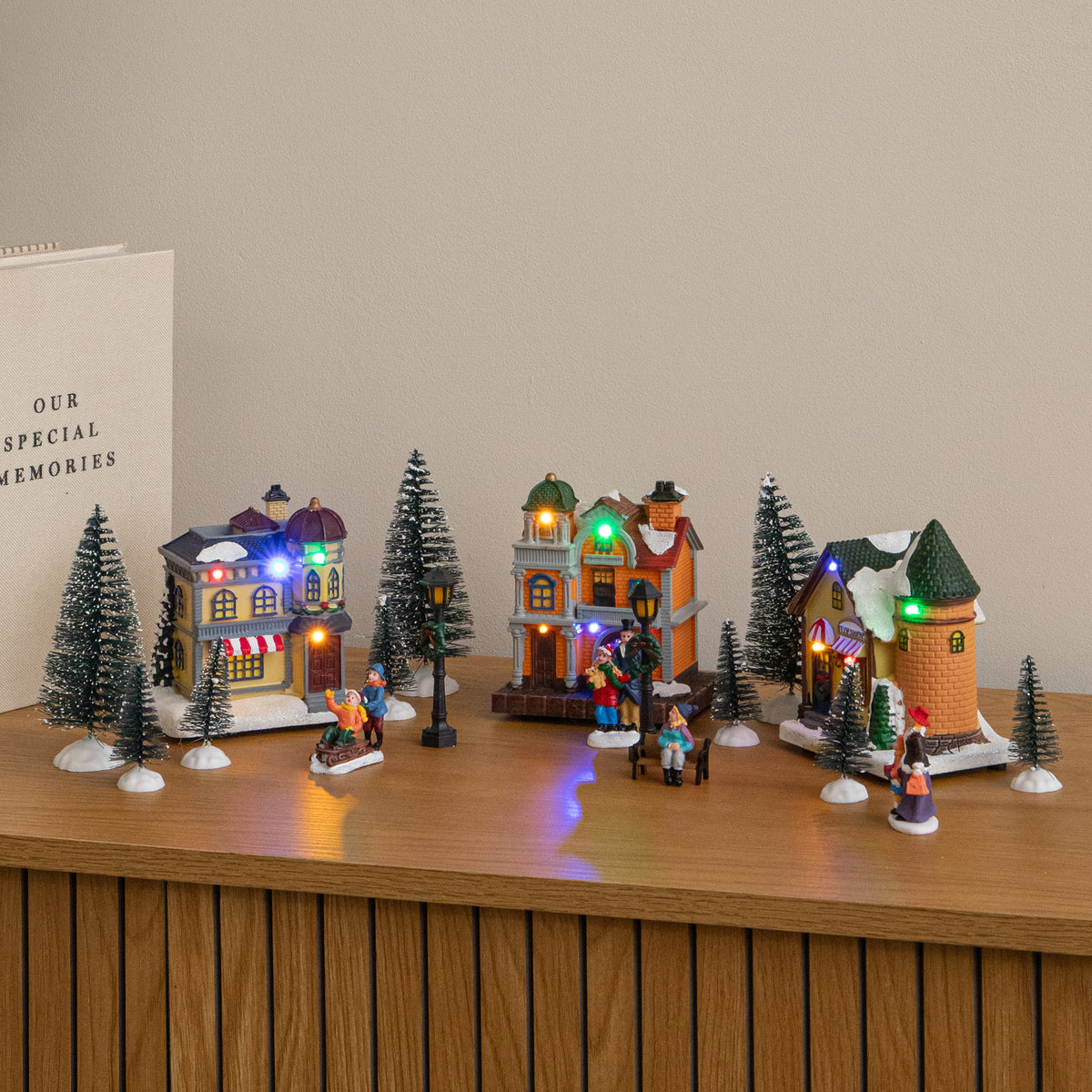 17 Piece Light Up Musical Christmas Avenue Village Scene