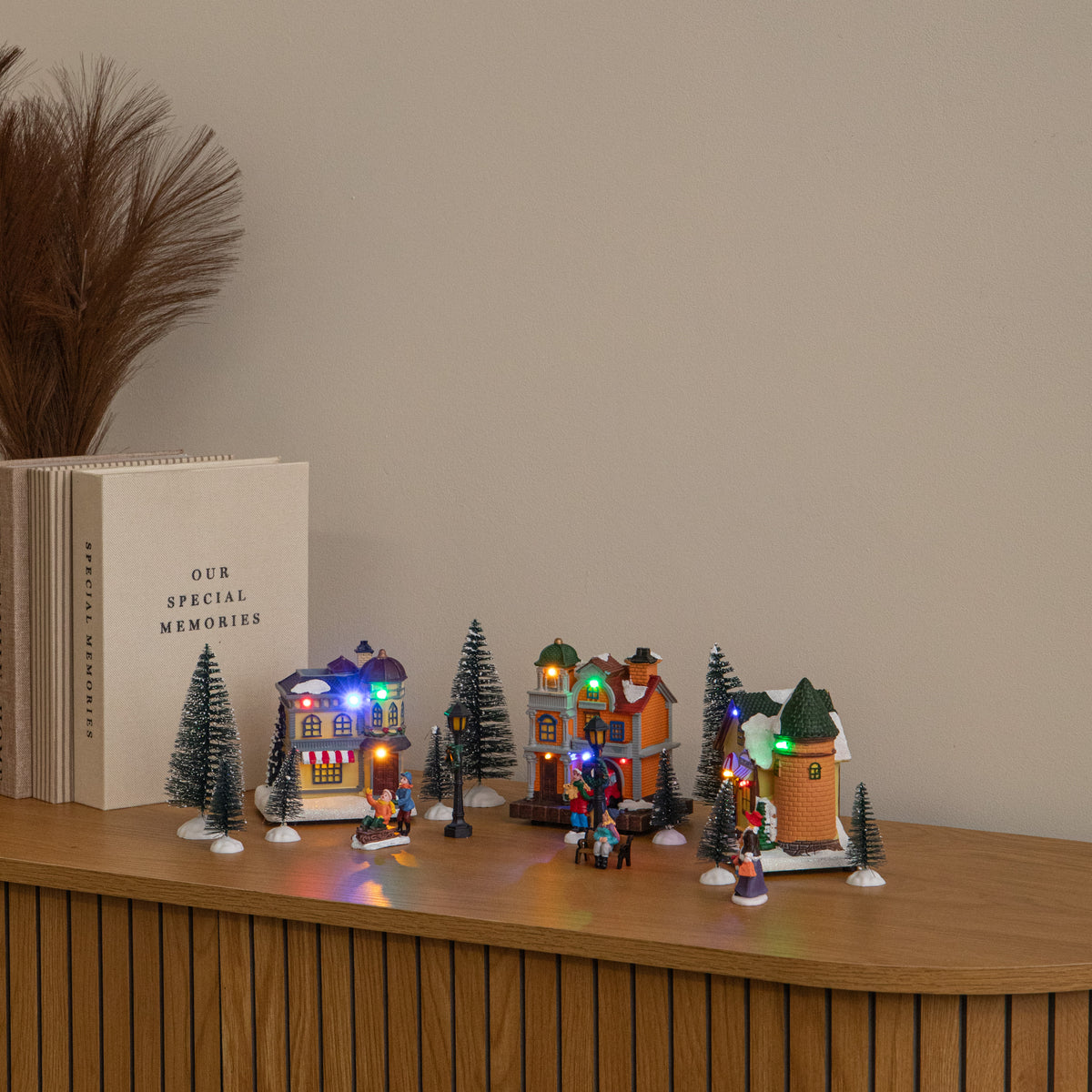 17 Piece Light Up Musical Christmas Avenue Village Scene