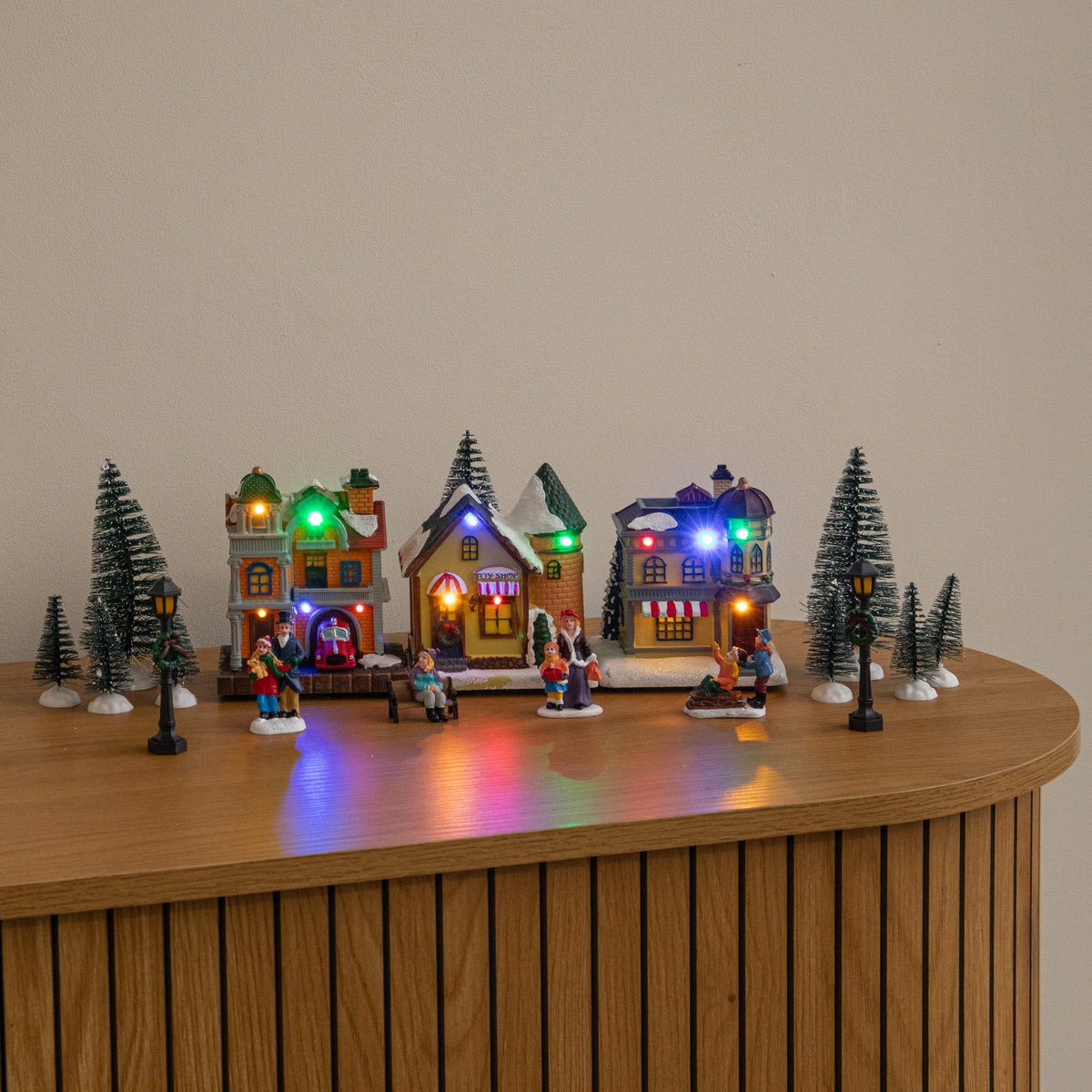 17 Piece Light Up Musical Christmas Avenue Village Scene