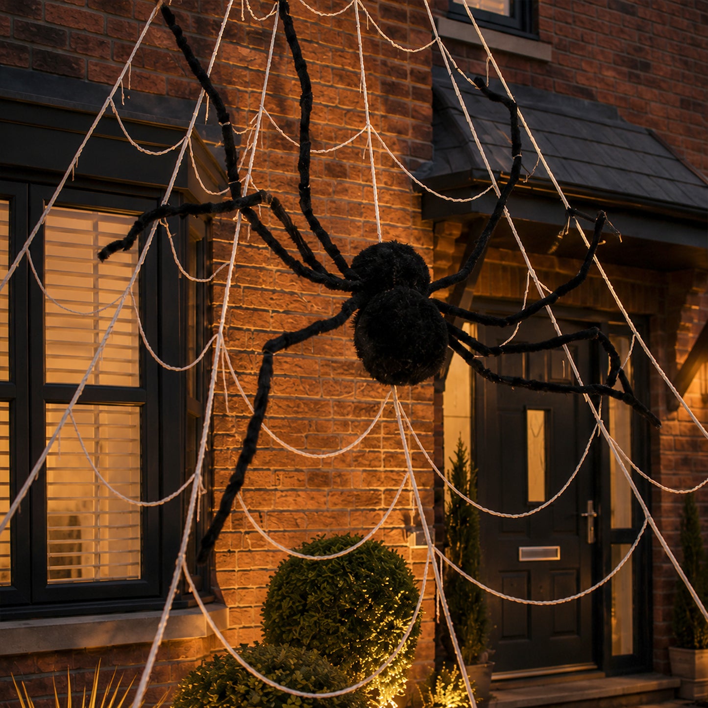 5m Outdoor Mega Spider Web with Black Spider Halloween Decoration