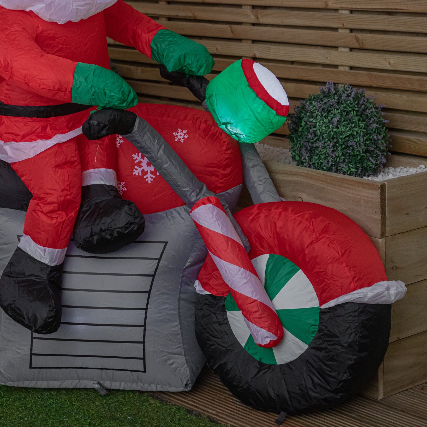 1.8m (6ft) Light up Santa with Penguin on Motorbike Christmas Inflatable with LEDs