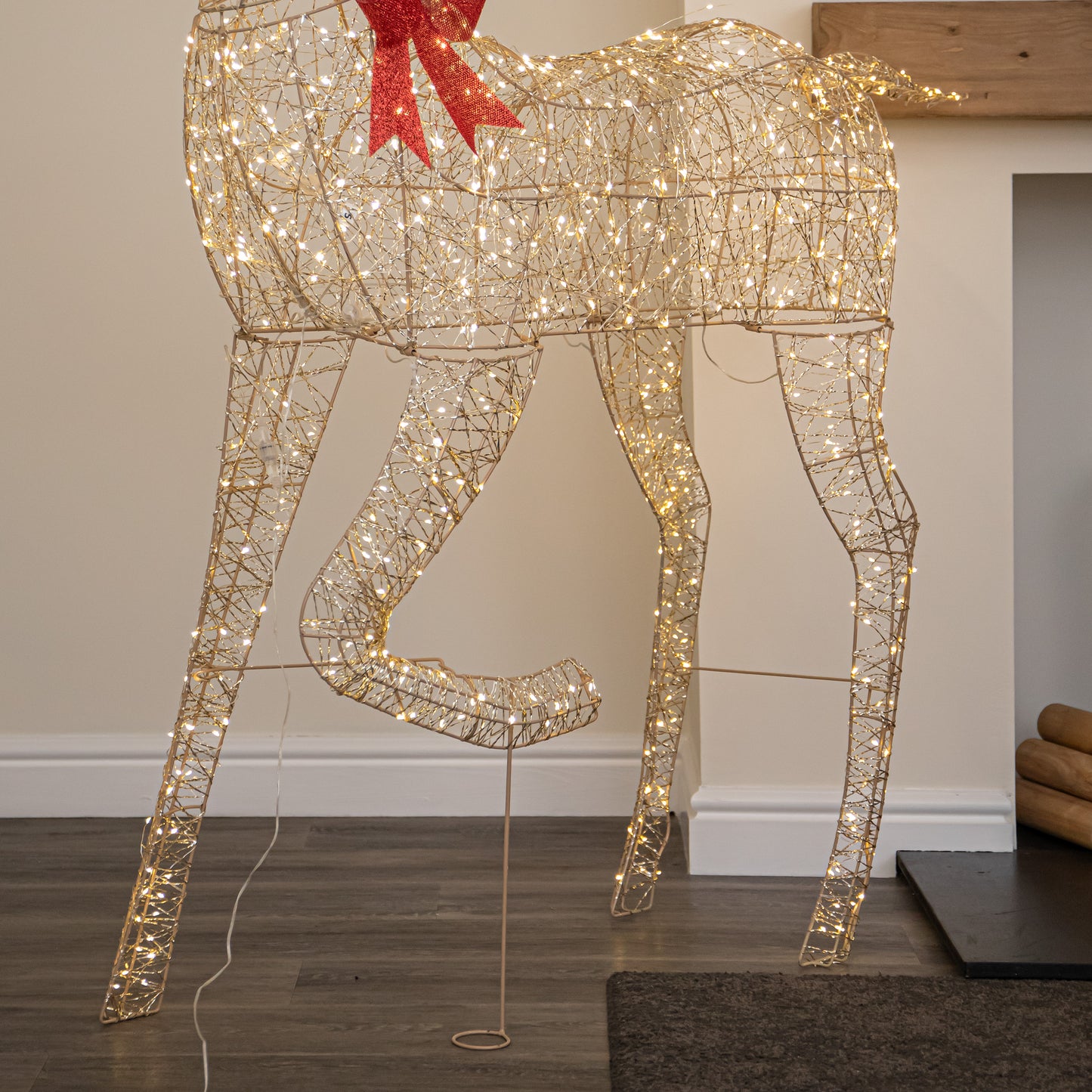 1.75m Light up Gold Twist Christmas Reindeer 880 Warm White LEDs