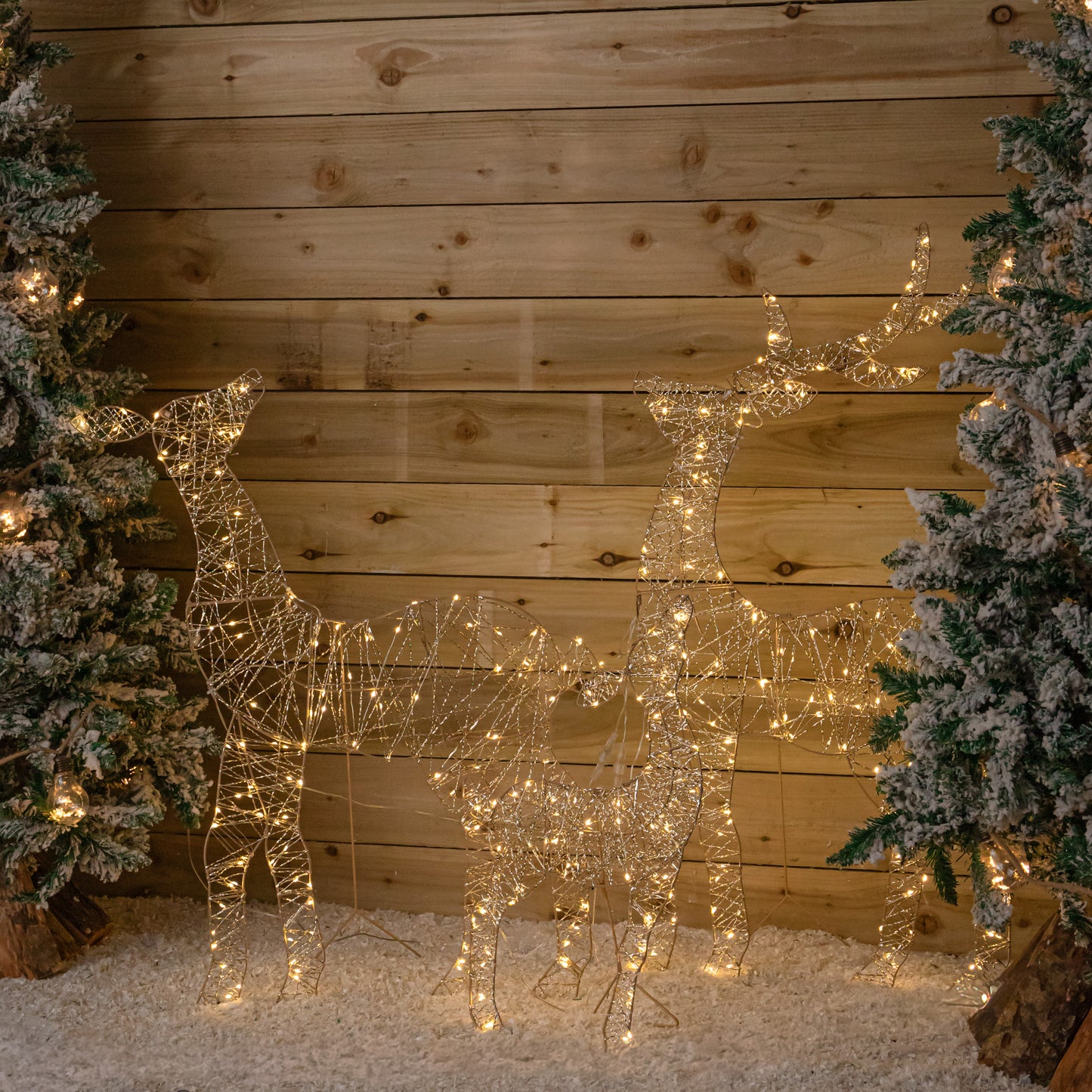 1m Light up Gold Twist Christmas Reindeer Family Set with 310 Warm White LEDs