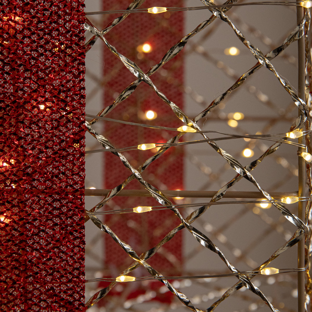 96cm Gold Light Up Christmas Parcel Stack with 500 Warm White LEDs & Timer