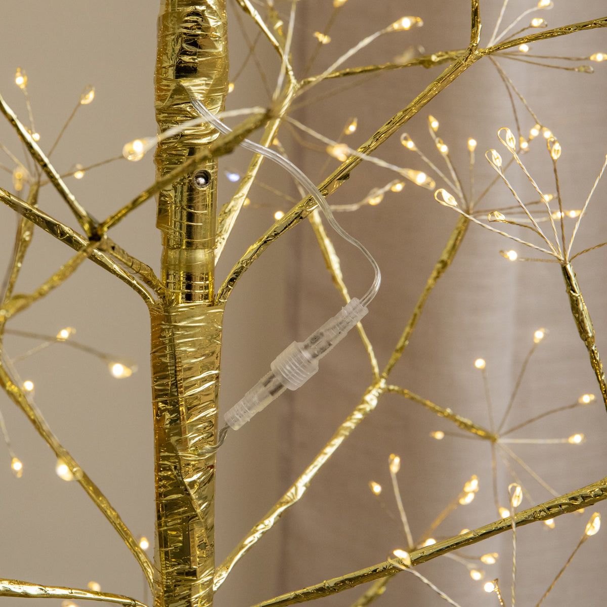 1.8m Golden Twinkling Christmas Twig Tree with 960 Warm White LED