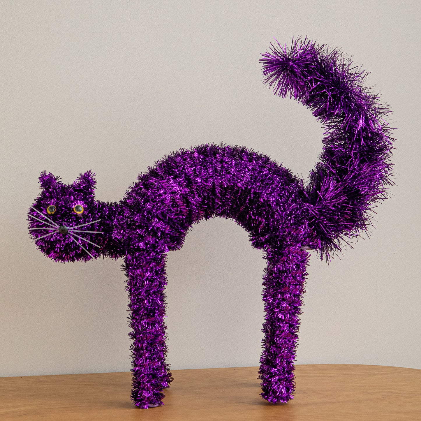 42cm Standing Scaredy Cat Halloween Decoration in Purple