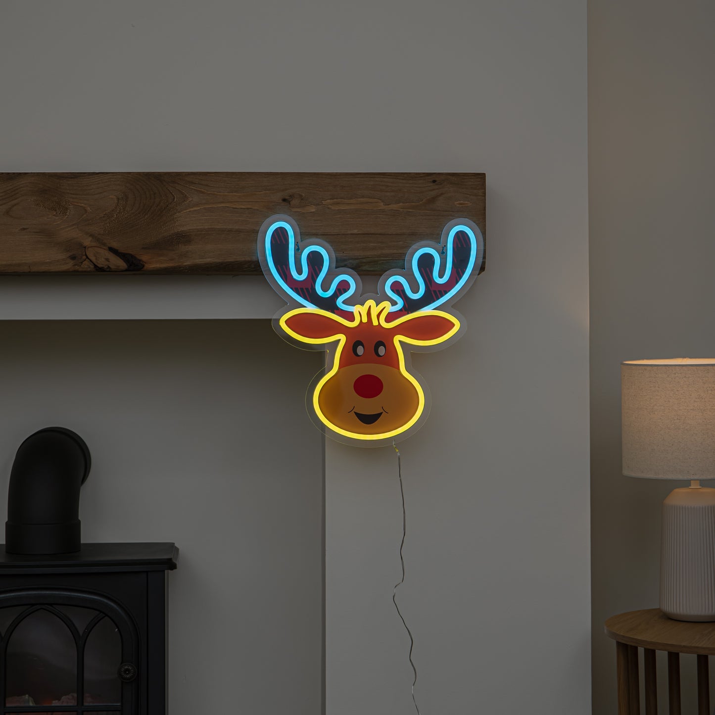35cm Light Up Rudy Reindeer Christmas Decoration USB LED Neon Sign