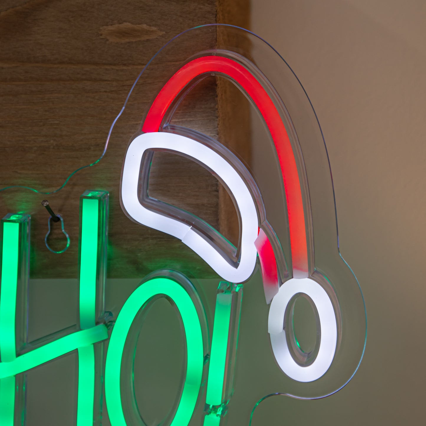 40cm Ho Ho Ho Neon-Style Light Up Christmas Decoration with Santa Hat