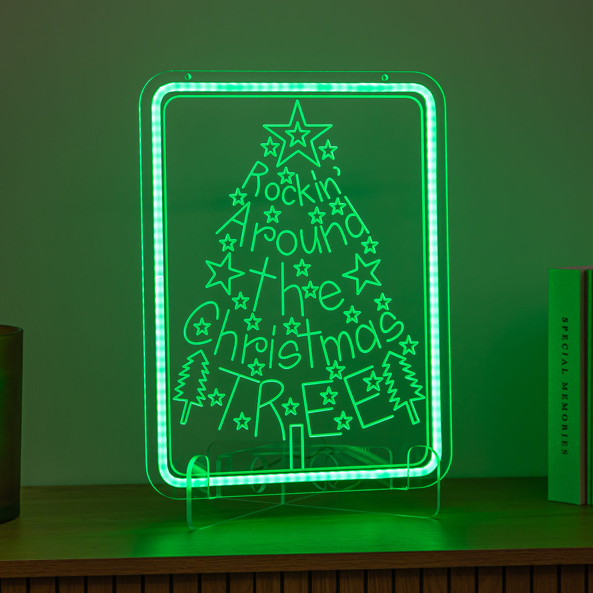 40cm USB Powered Green Neon Rockin' Around the Christmas Tree LED Sign