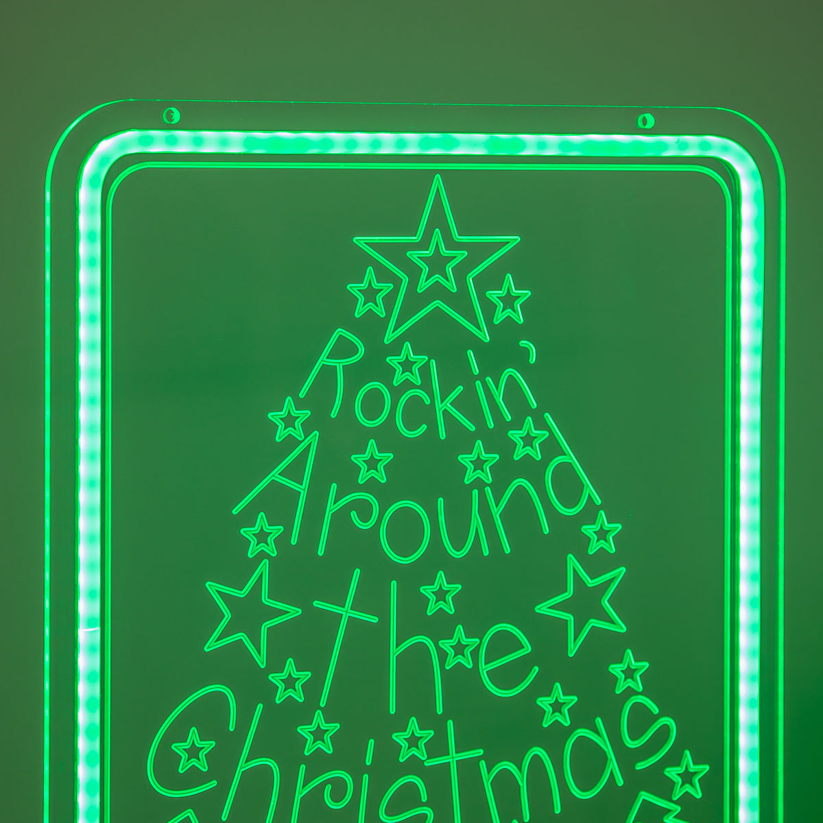 40cm USB Powered Green Neon Rockin' Around the Christmas Tree LED Sign
