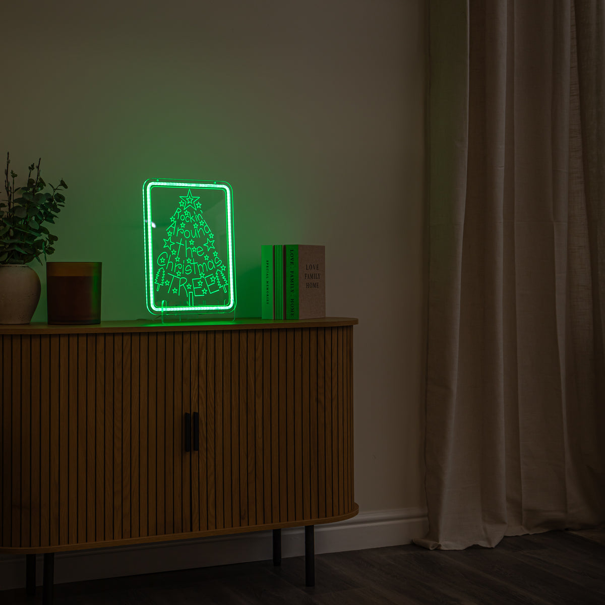 40cm USB Powered Green Neon Rockin' Around the Christmas Tree LED Sign