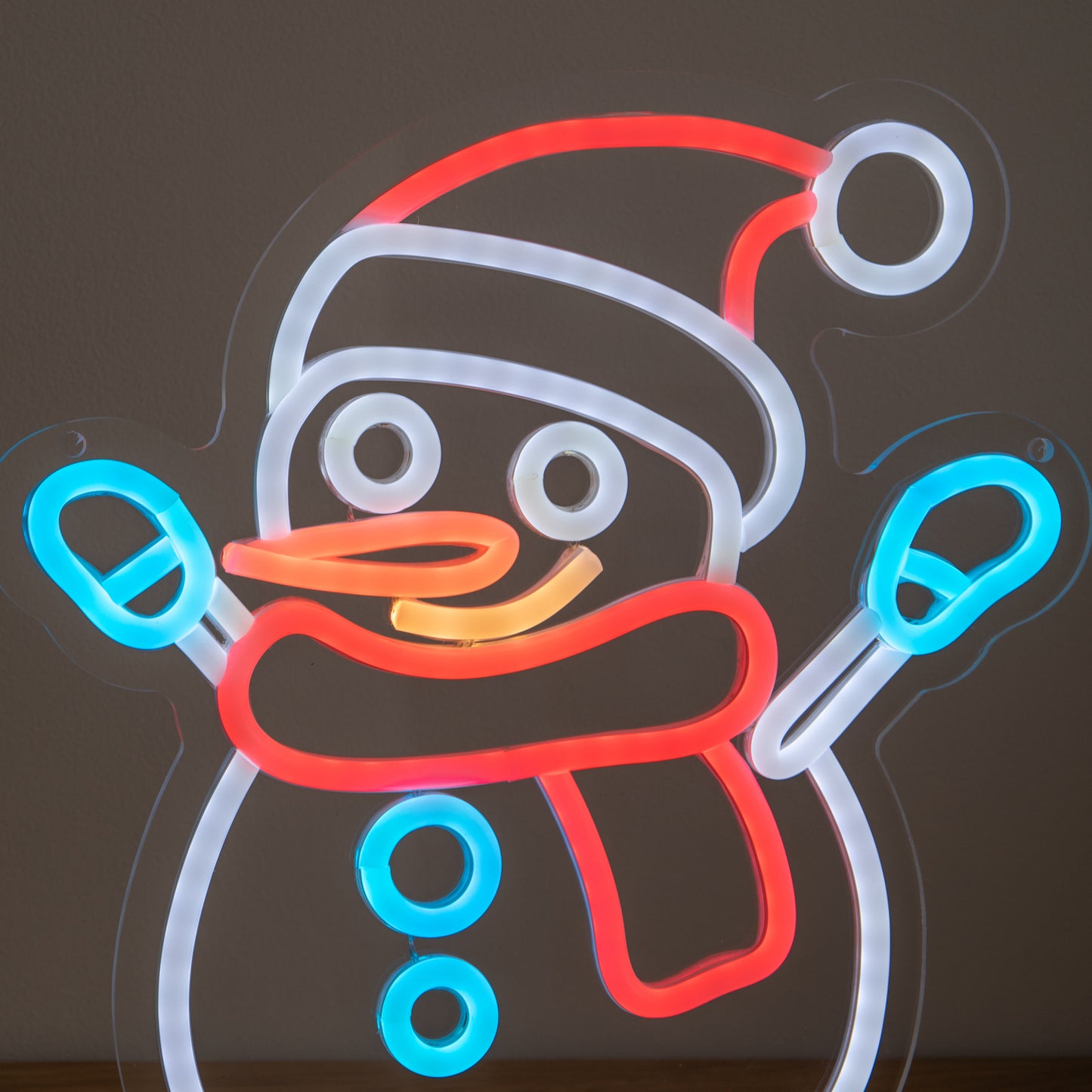 30cm Snowman Neon-Style Light Up Christmas Decoration with USB Power Cable