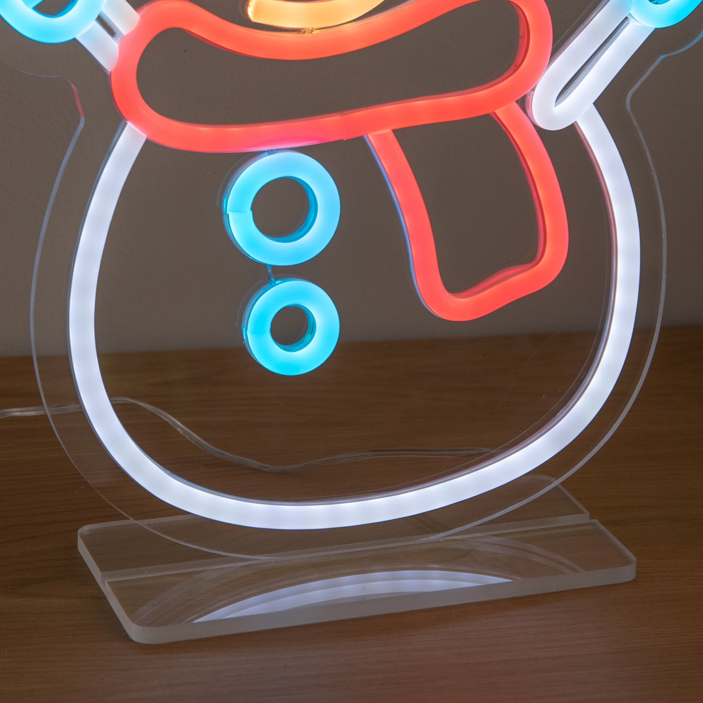 30cm Snowman Neon-Style Light Up Christmas Decoration with USB Power Cable