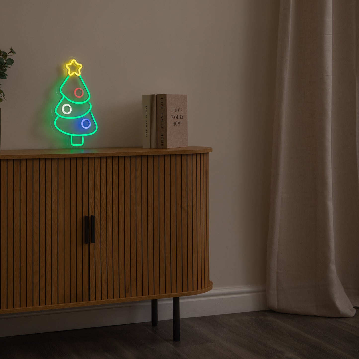 40cm Neon-Style Christmas Tree Light Up Decoration with Multi-Coloured LEDs
