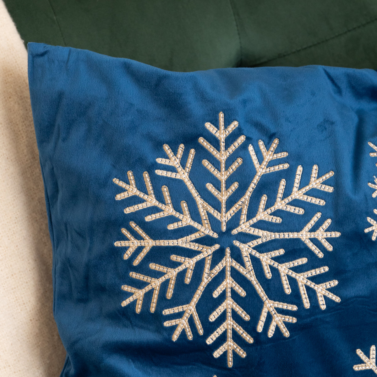 45cm Sapphire Snowflake Soft Christmas Decorative Cushion