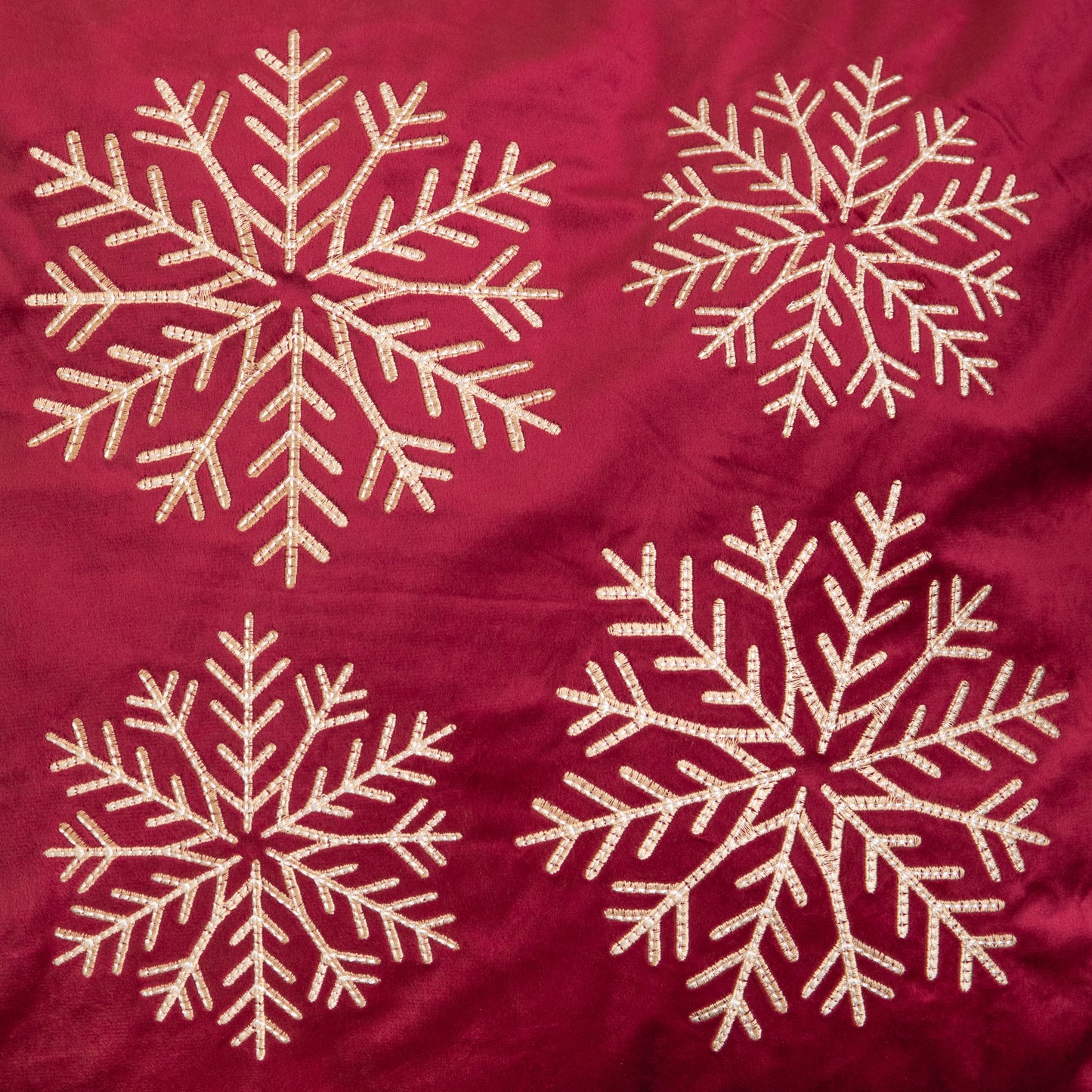 44cm Burgundy & Gold Snowflake Soft Christmas Cushion