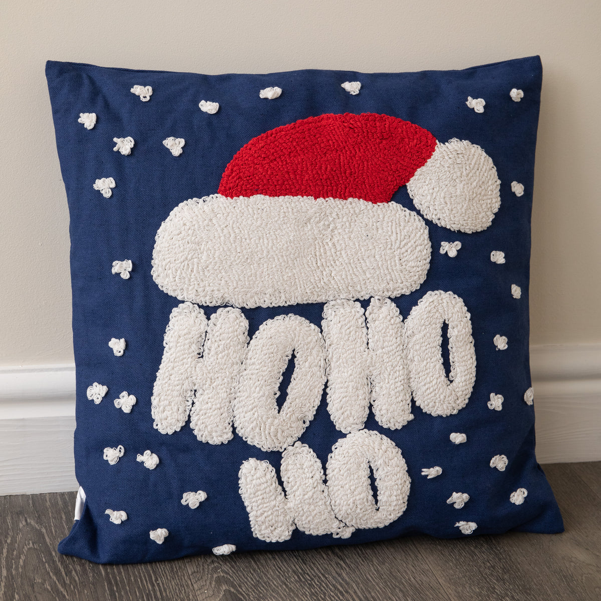 44cm Dark Blue Ho Ho Ho Santa Hat Soft Christmas Decorative Cushion