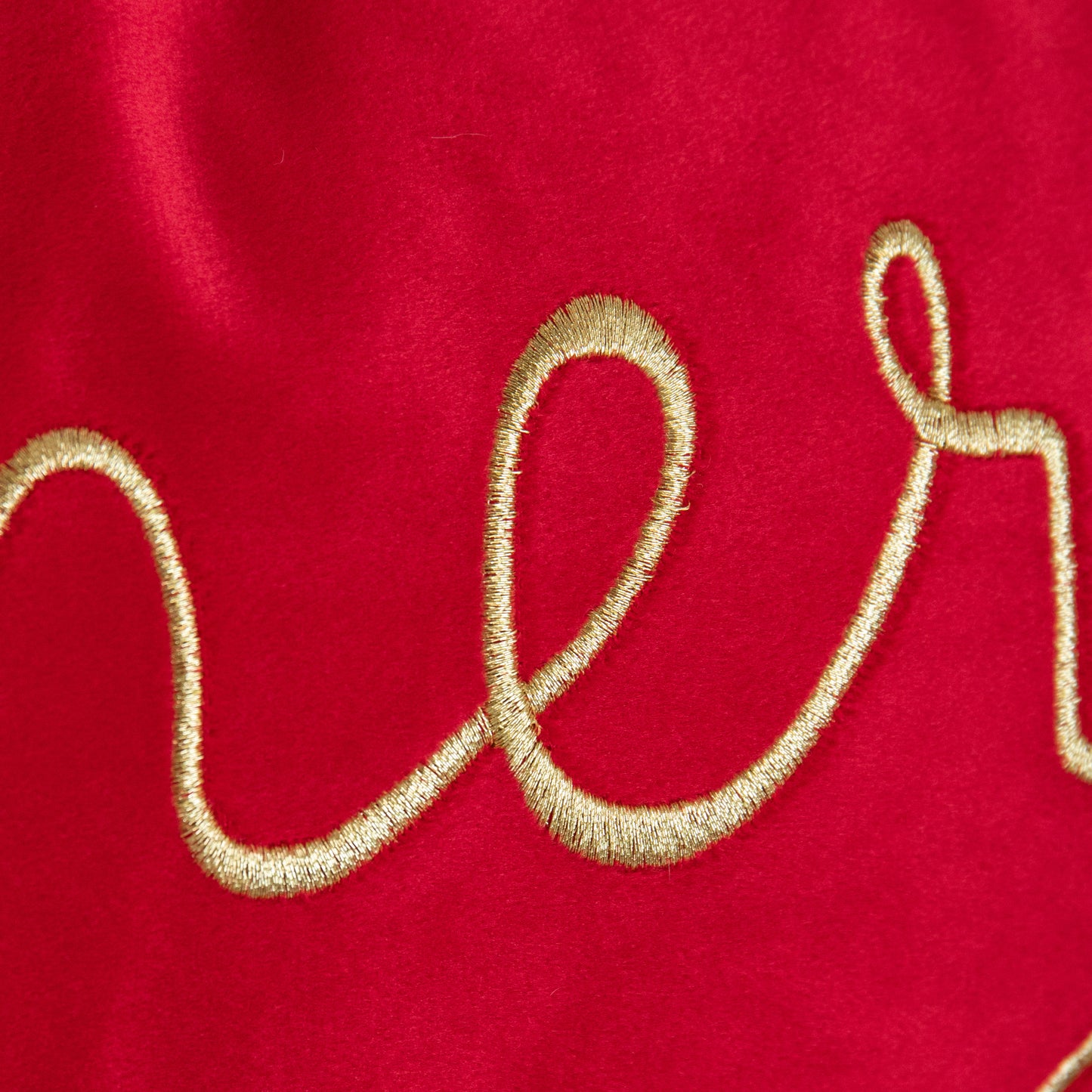 49cm Red Merry Christmas Cushion with Gold Lettering & Trim