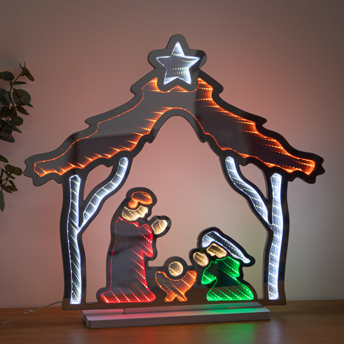 50cm Light up Christmas Nativity Scene Infinity Mirror with LEDs