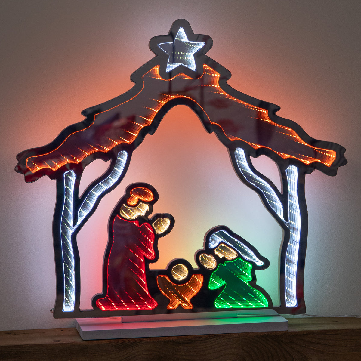 50cm Light up Christmas Nativity Scene Infinity Mirror with LEDs