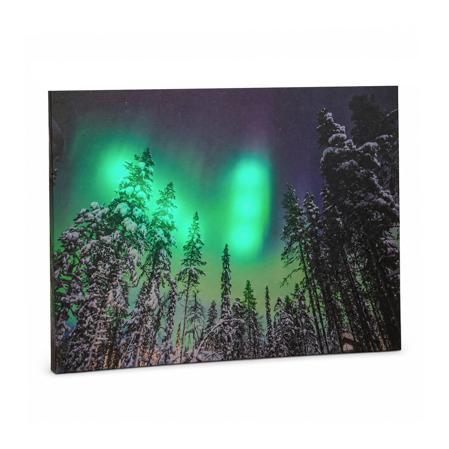 40 x 30cm Battery Powered Light Up Christmas Wall Art Aurora Canvas