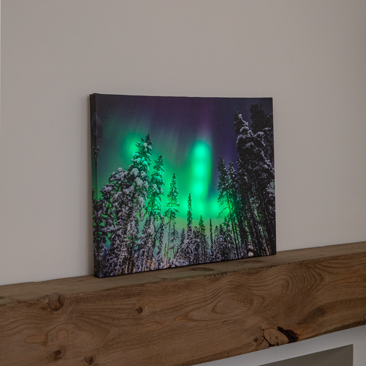 40 x 30cm Battery Powered Light Up Christmas Wall Art Aurora Canvas