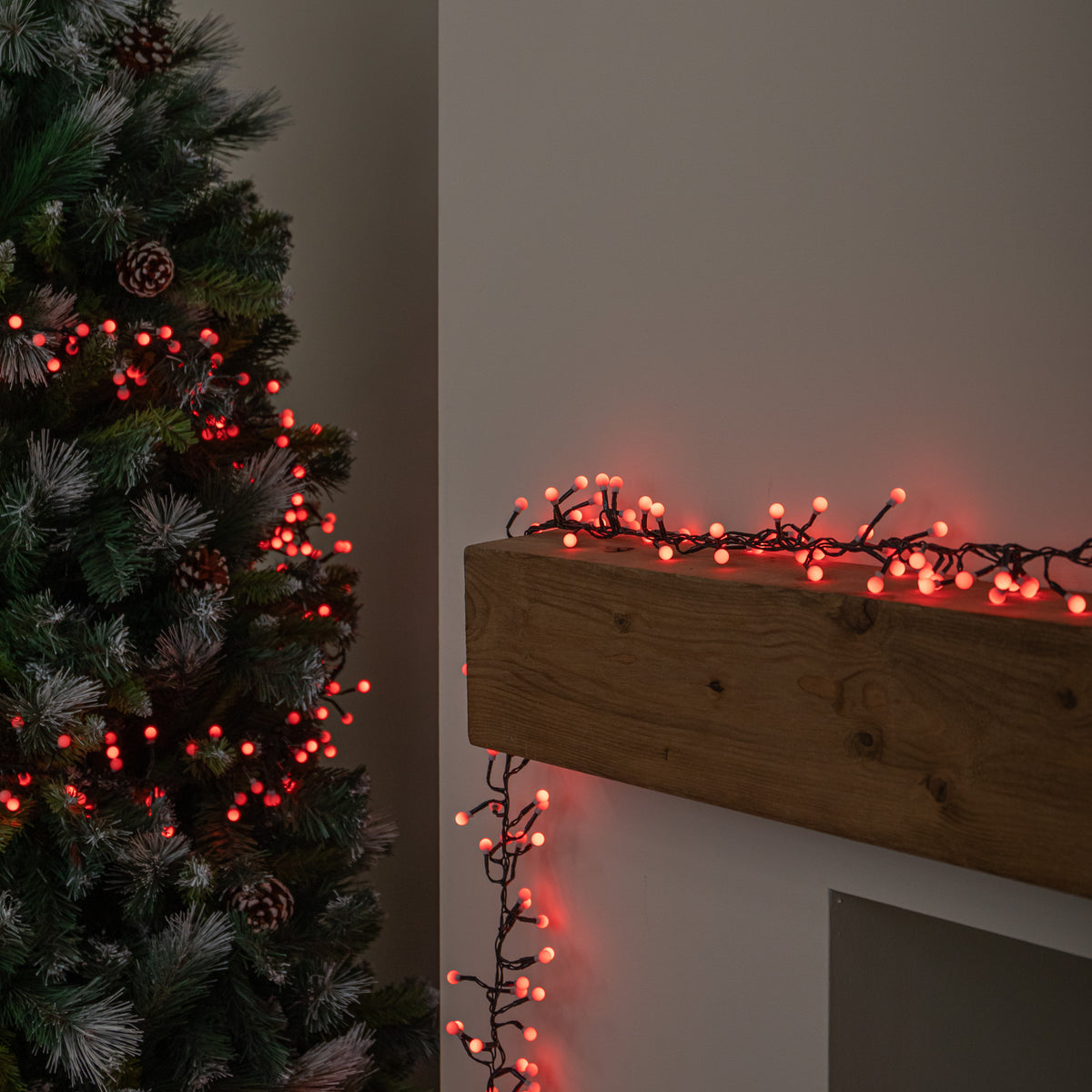 2.5m 250 LED Globe Cluster Christmas String Lights in Red