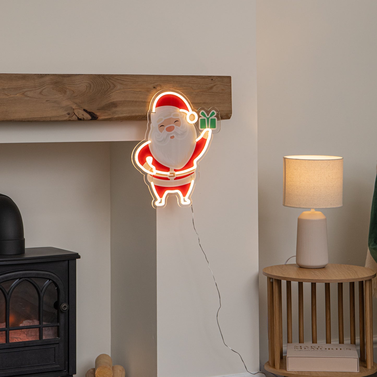 40cm Santa Christmas Neon Light with Warm White LEDs & USB Cable