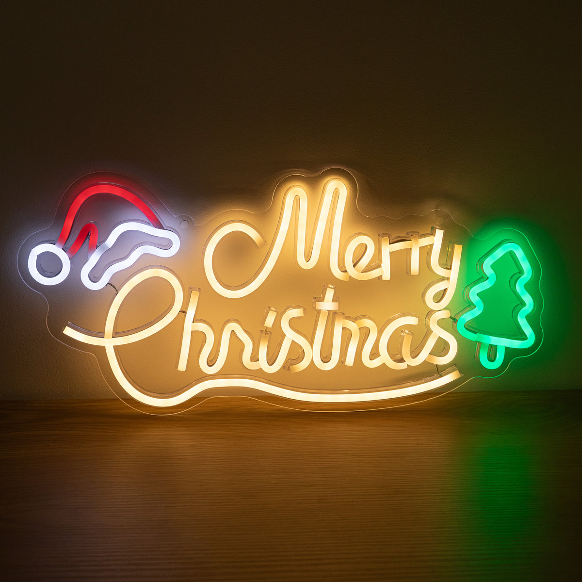 43cm Multicoloured Neon Merry Christmas LED Sign with USB Cable