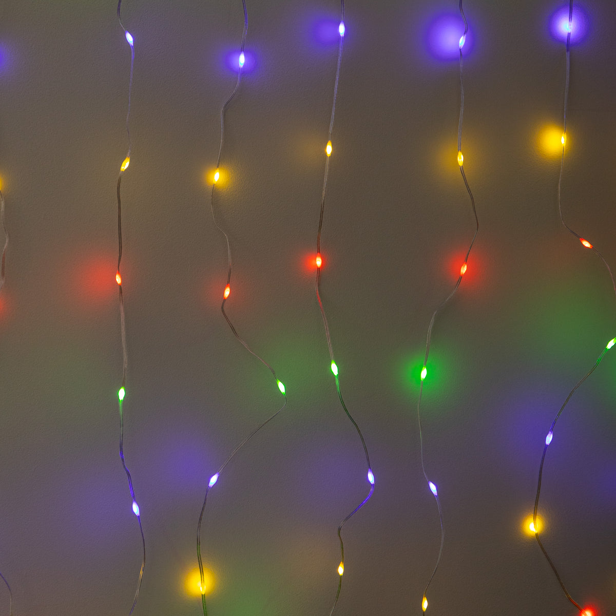 1m x 2m TwoTone Warm White & Multi-Coloured Curtain Net with 200 LEDs