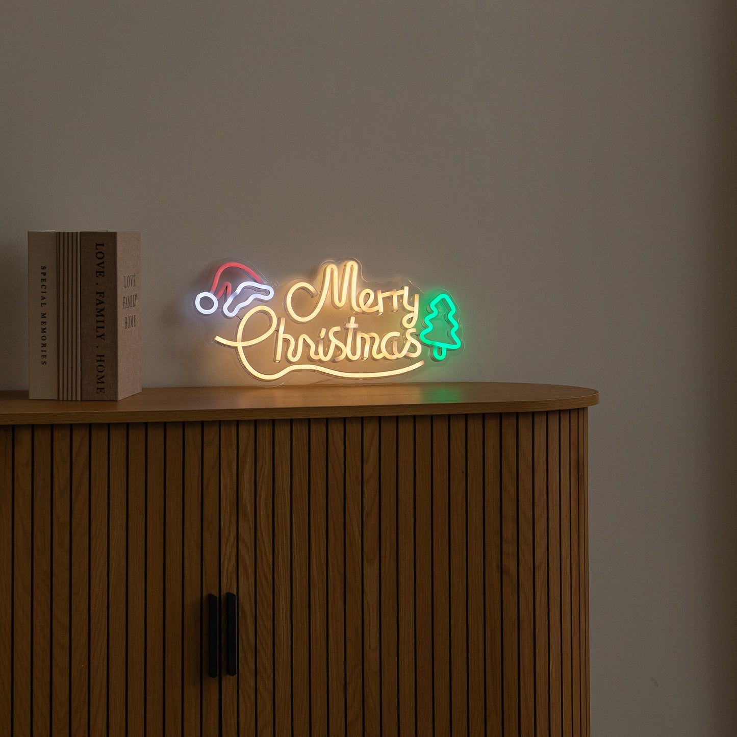 43cm Multicoloured Neon Merry Christmas LED Sign with USB Cable