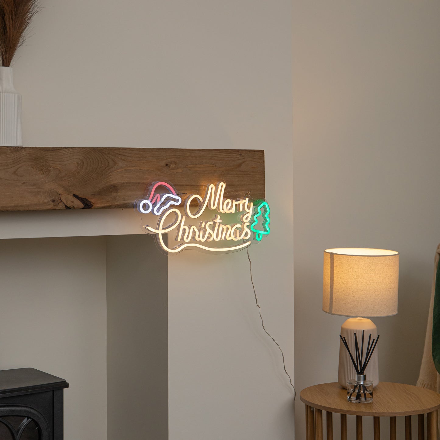 43cm Multicoloured Neon Merry Christmas LED Sign with USB Cable