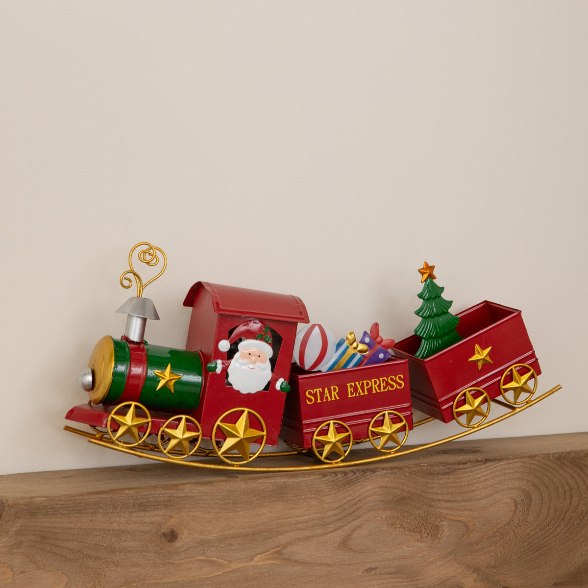 43cm All Aboard Santa's Star Express Hand Painted Christmas Train