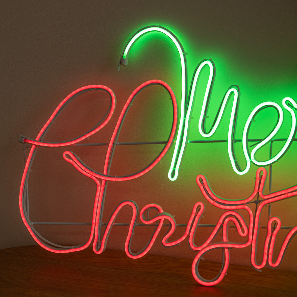 94cm x 53cm Light up Merry Christmas Neon Sign with Flashing Santa Hat