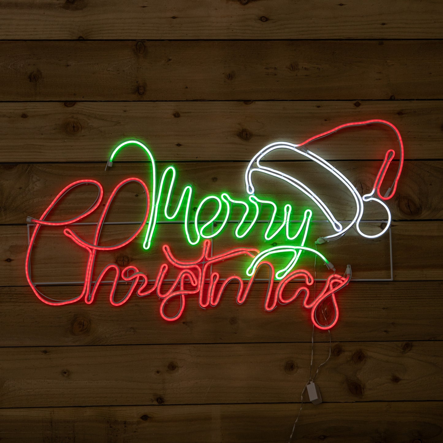 94cm x 53cm Light up Merry Christmas Neon Sign with Flashing Santa Hat