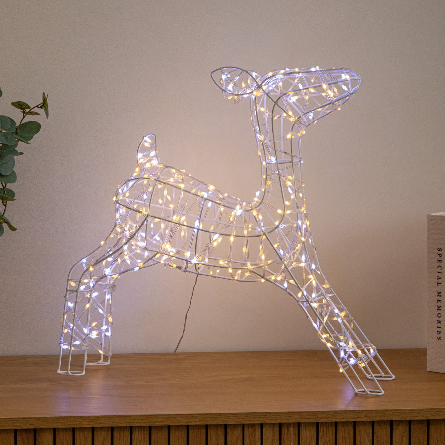 41cm Light Up Christmas Baby Reindeer with White & Warm White Twinkling LEDs