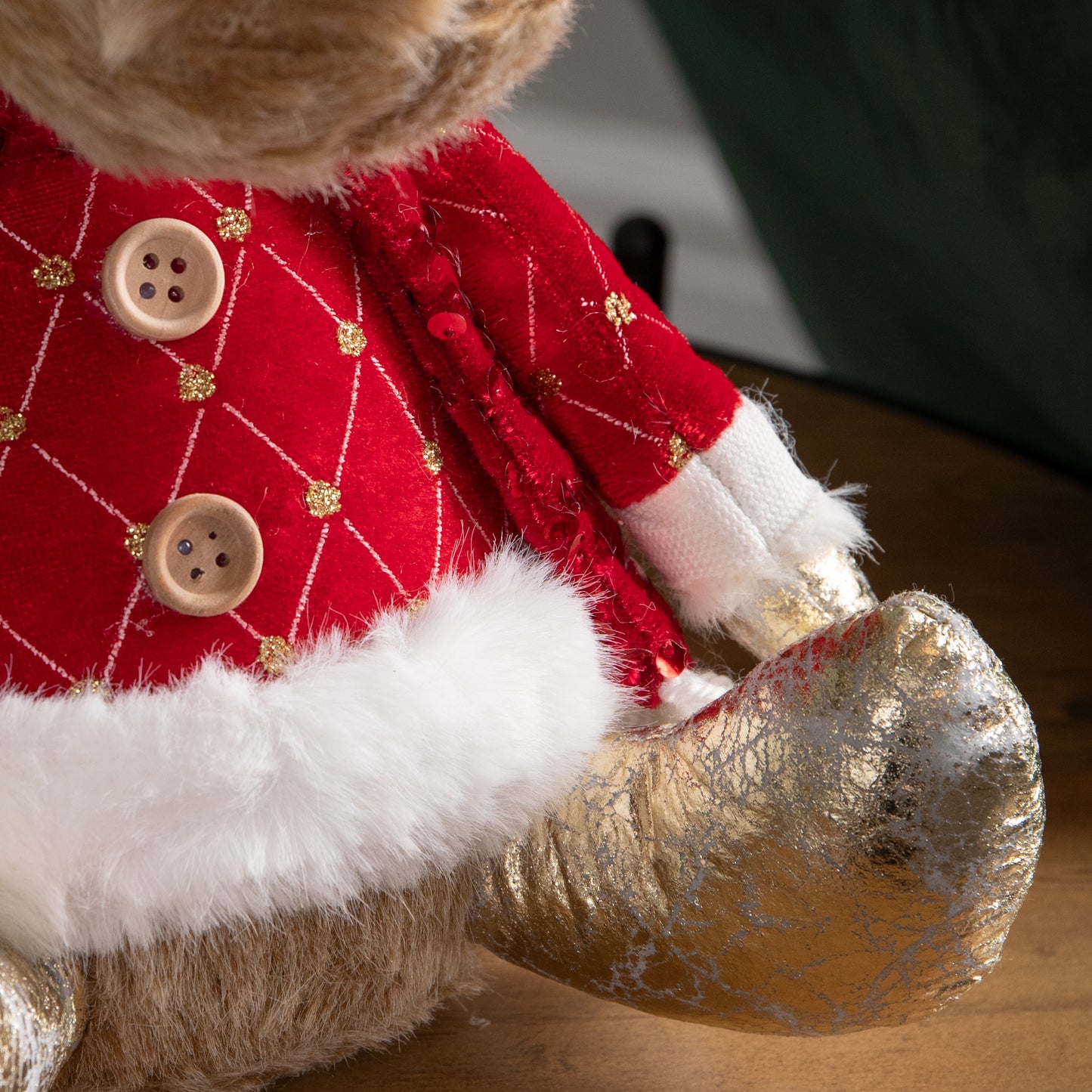 35cm Sitting Plush Golden Prancer Christmas Reindeer Decoration