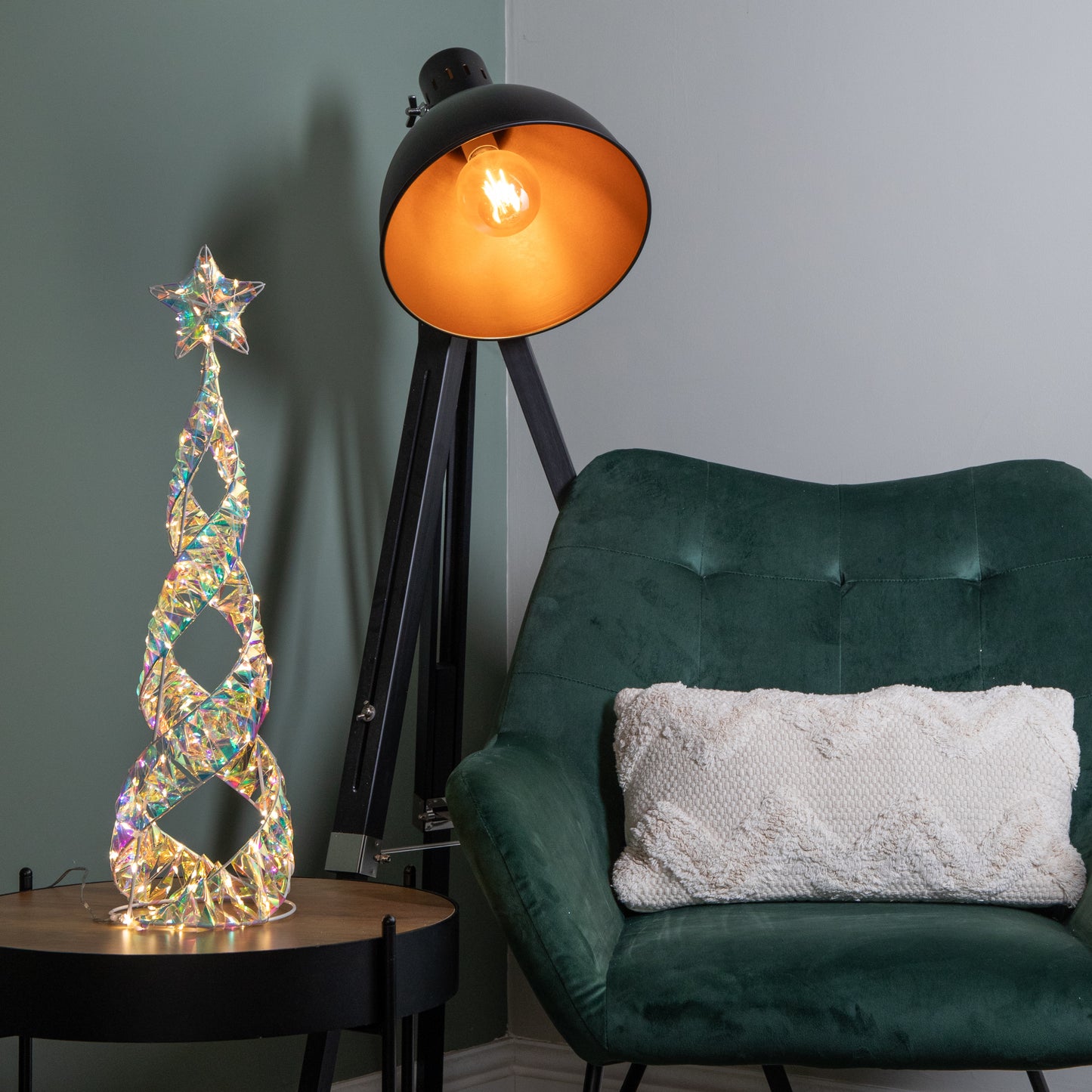 Factory Seconds: 60cm Light up Iridescent Christmas Starbelisk Decoration with Warm White LEDs