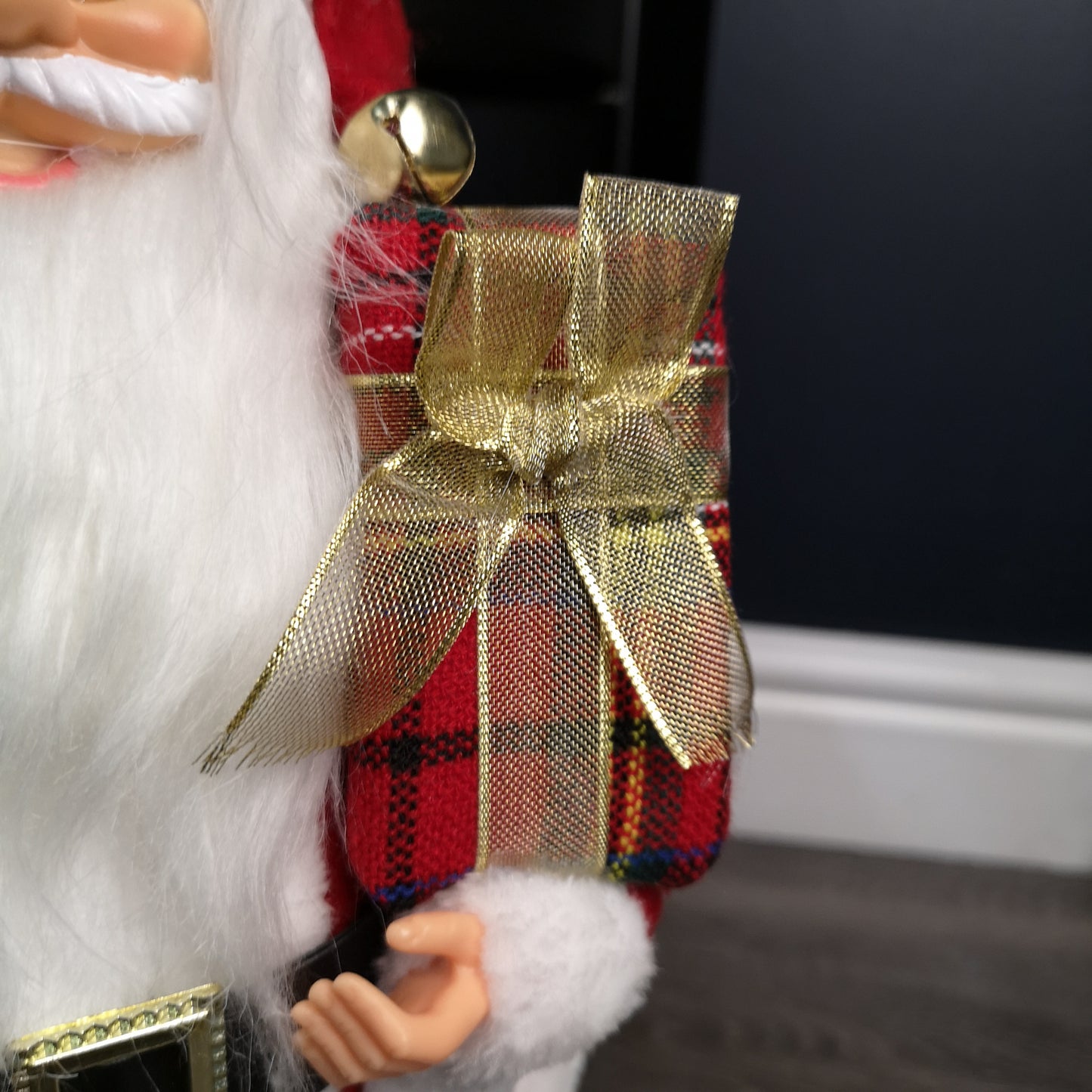 40cm Red Standing Santa Claus Indoor Decoration with Present and Green Sack