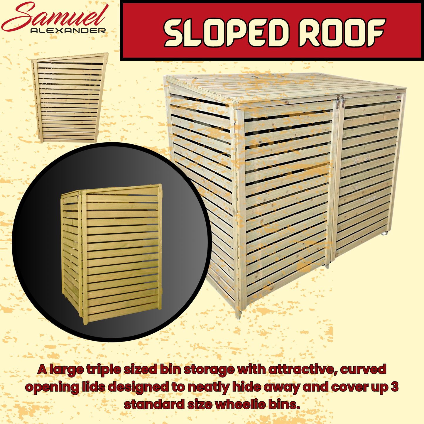 Factory Seconds: 1.34m x 1.2m Large Wooden Outdoor Garden Double Wheelie Bin Store Storage for 2 Bins