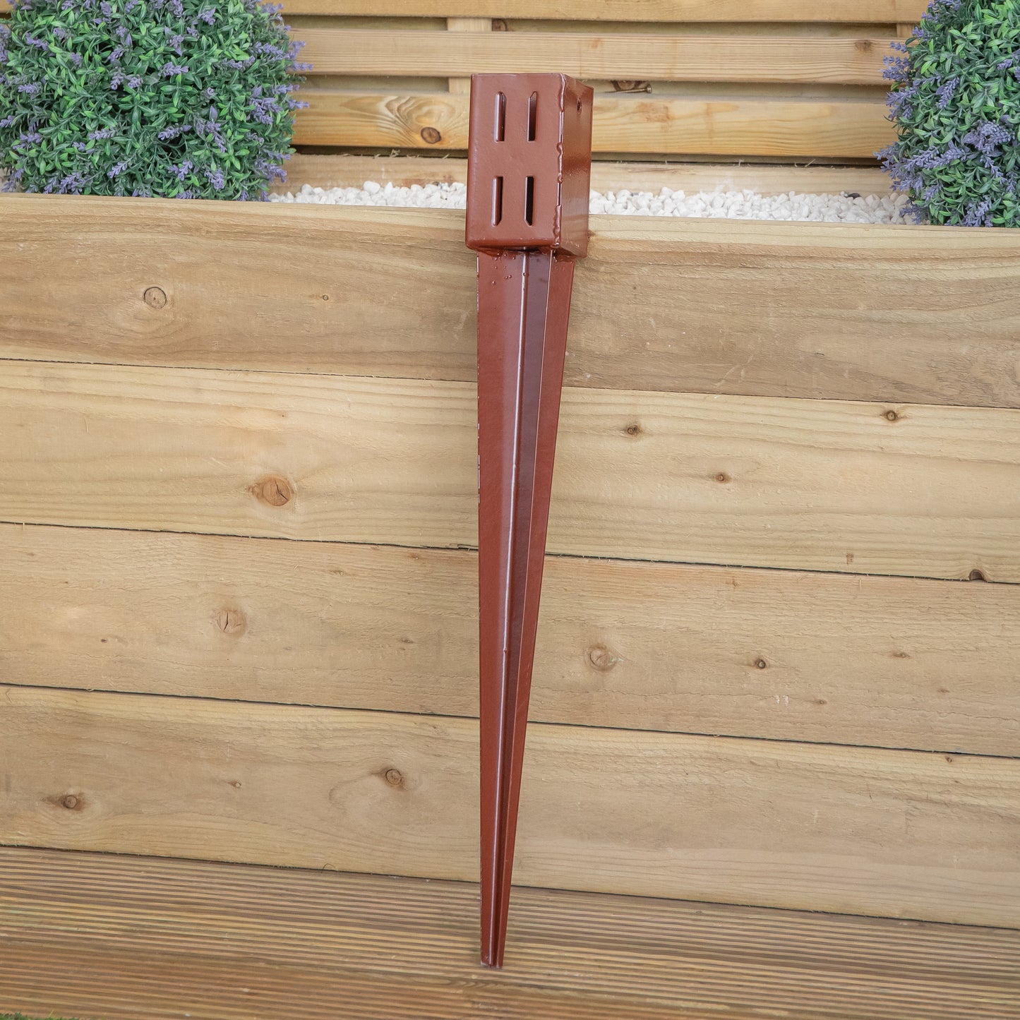 75mm x 75mm (3" x 3") Metal Garden Fence Post Holder & Spike