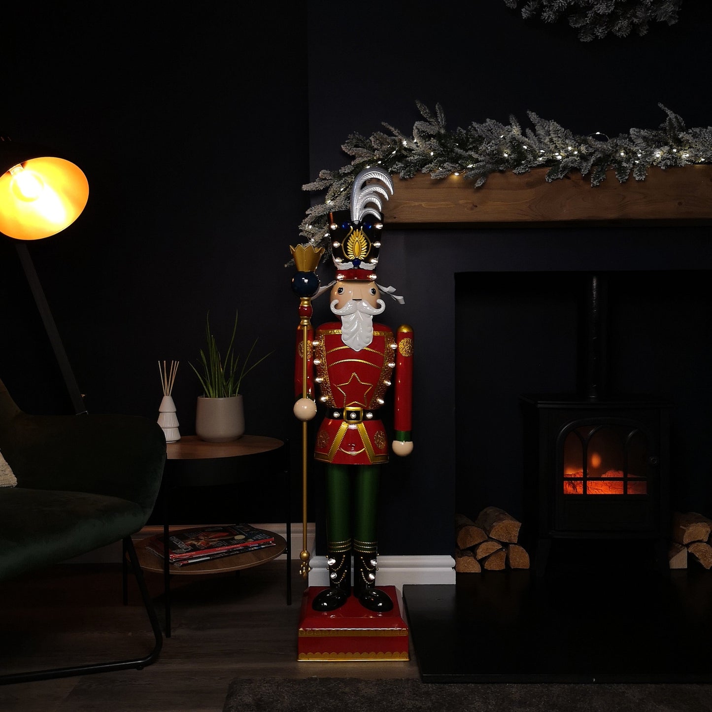 119cm Light Up Nutcracker Soldier LED Christmas Metal Ornament Home Decoration
