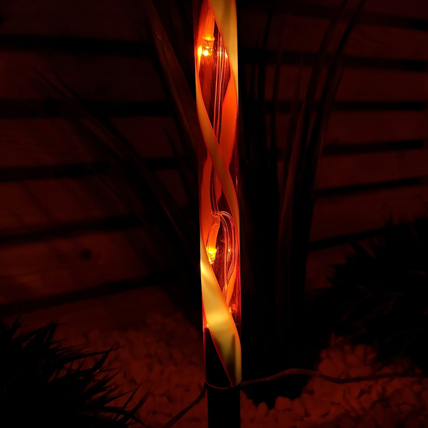 Set of 6 Light up Red & White Stripe Christmas Candy Cane Garden Stakes with LEDs