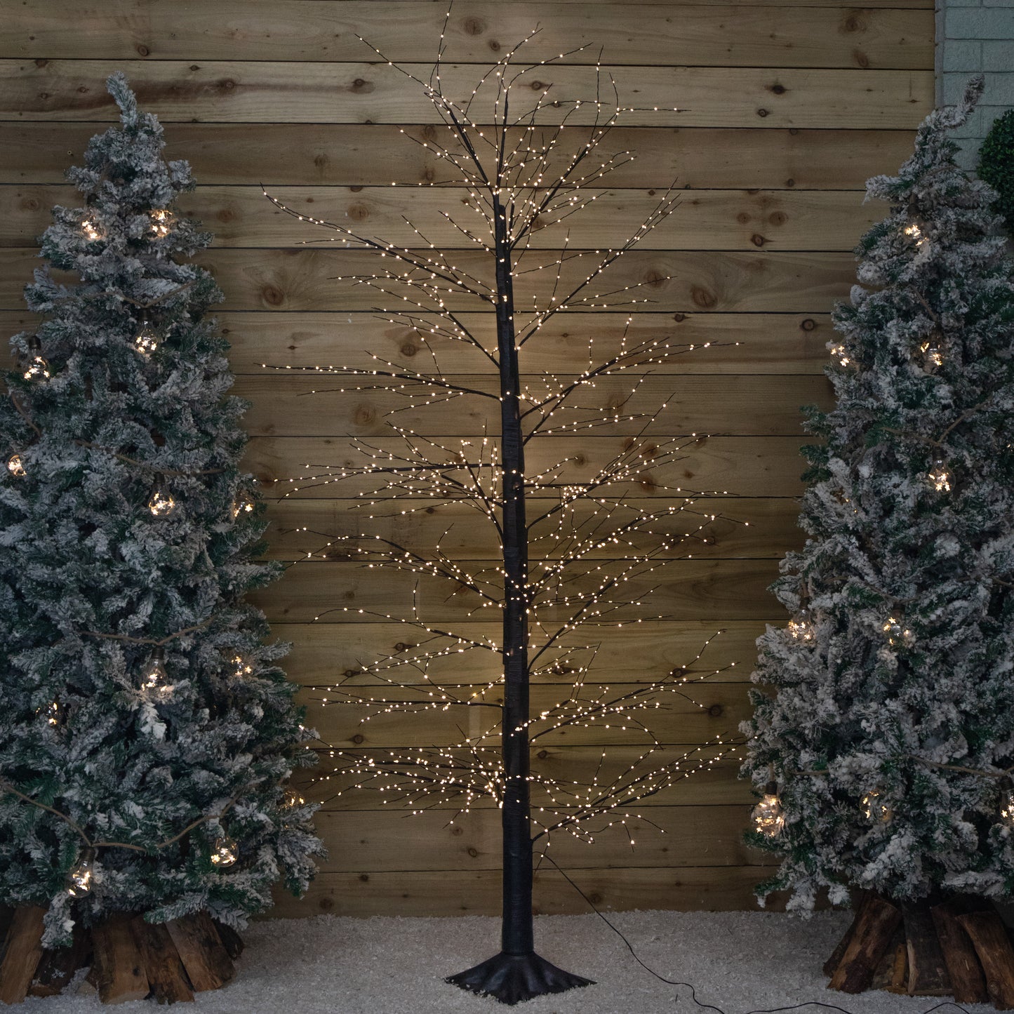 7ft (2.10m) Tall Light up Black Micro Dot Christmas Tree with 1600 Warm White LEDs