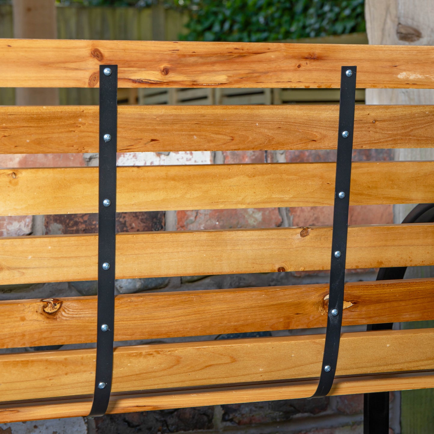 Ambleside 2 Person Outdoor Metal Wooden Garden Patio Bench