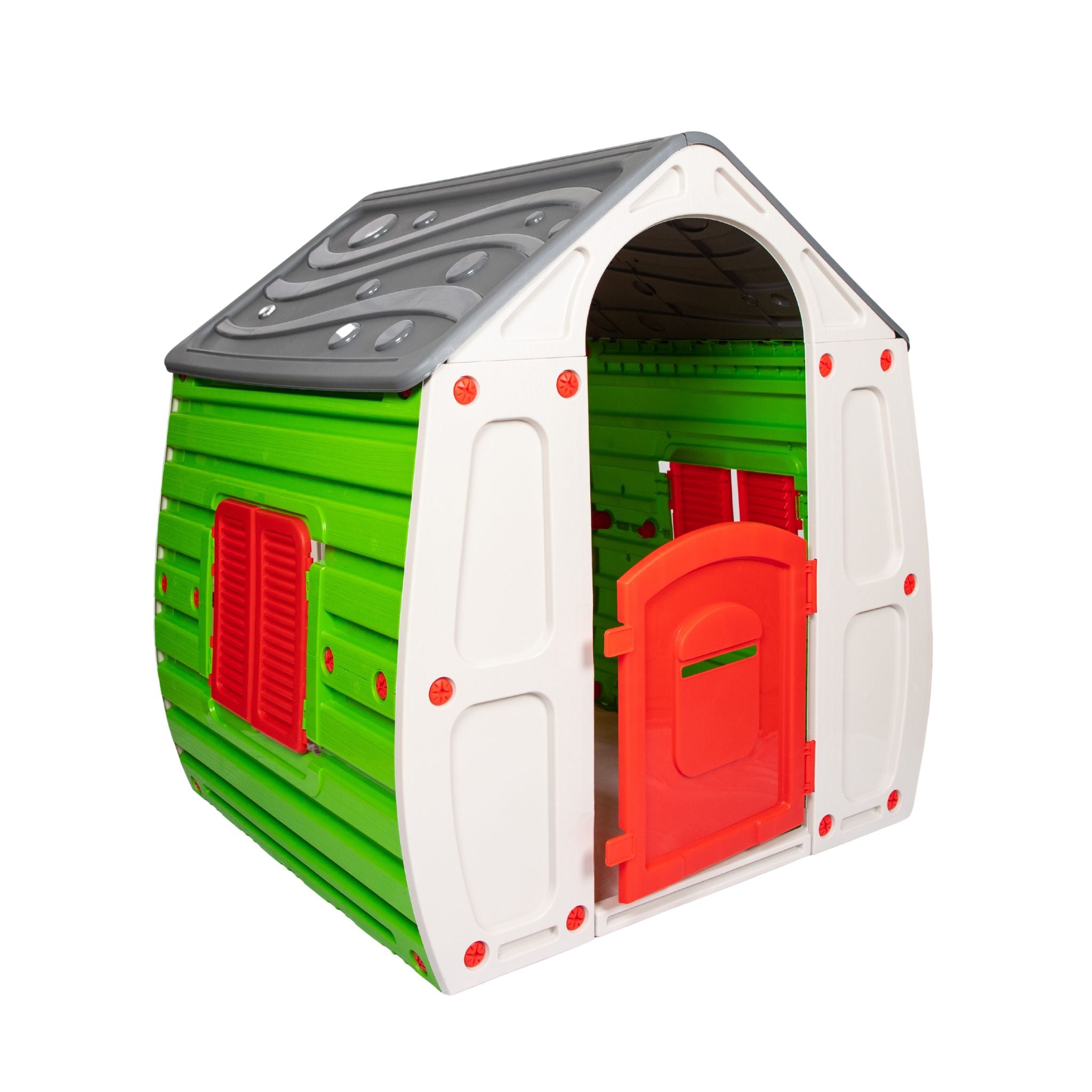 1.09m Grey & Green Kids Indoor Outdoor Plastic Wendy House Magical Playhouse