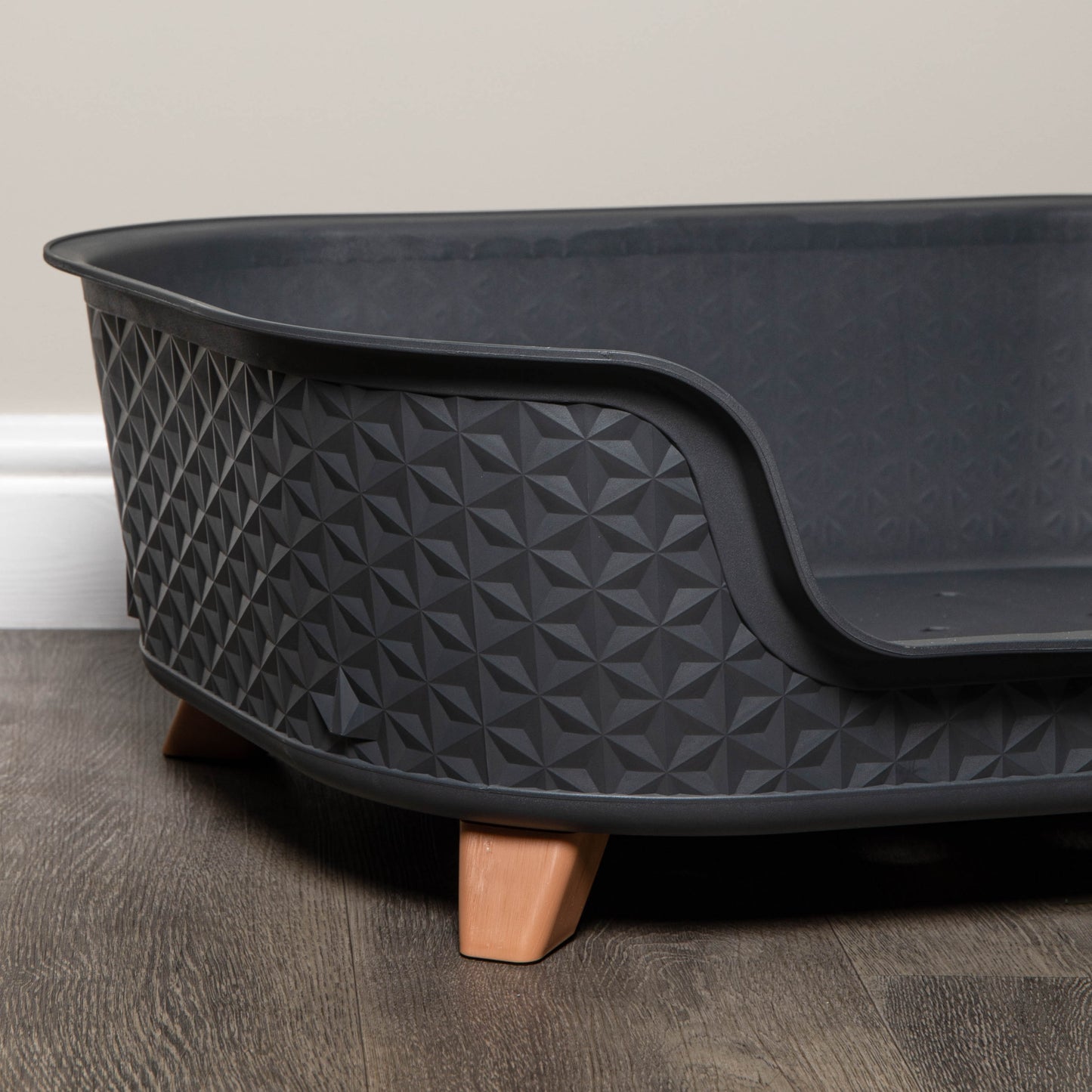 77cm x 58cm Grey Plastic Raised Pet Basket with Legs