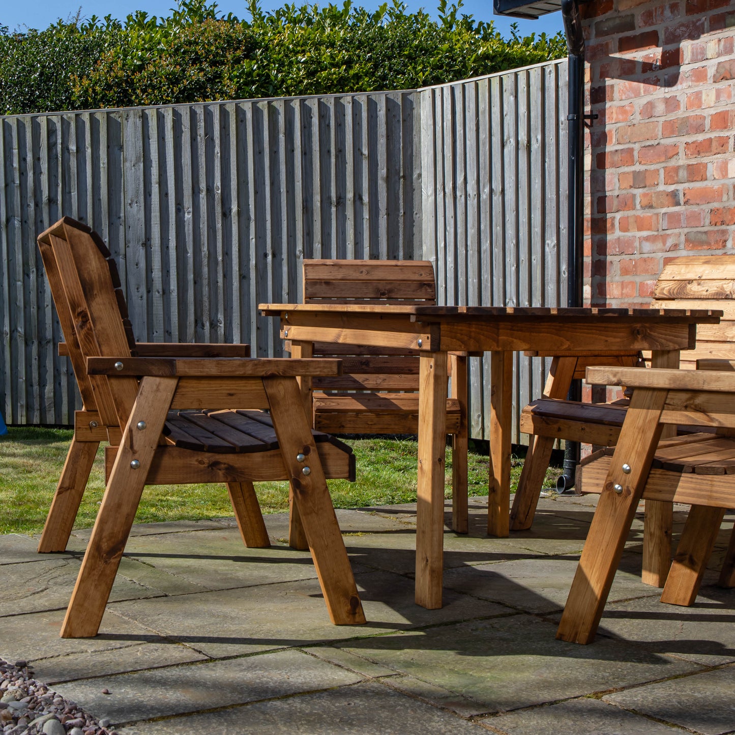 Hand Made 6 Seater Rustic Wooden Garden Furniture Table and Bench/Chairs Set