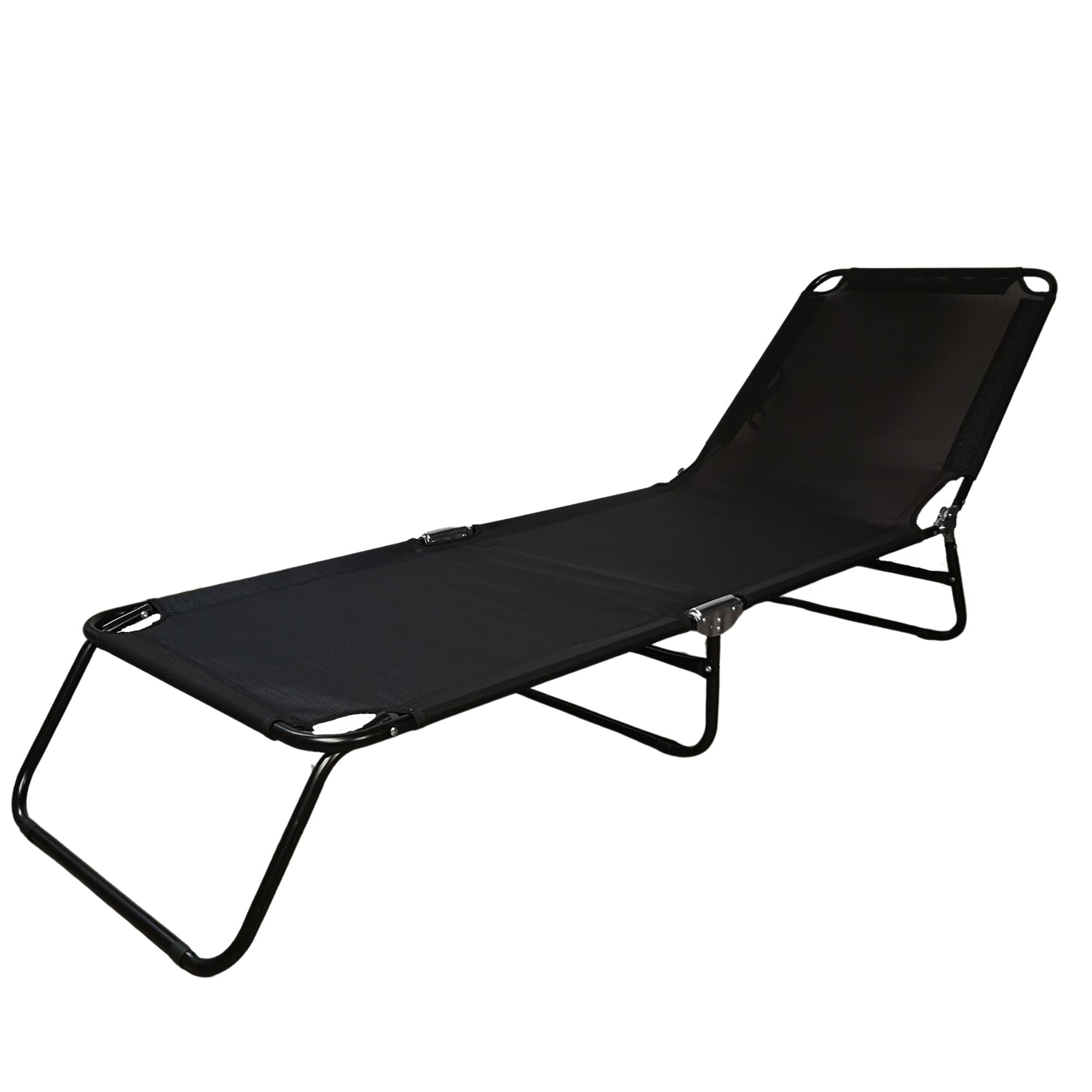Lightweight Foldable Garden Patio Textoline Sun Lounger Bed in Black